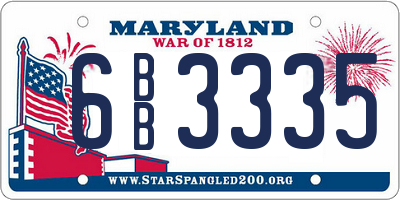MD license plate 6BB3335