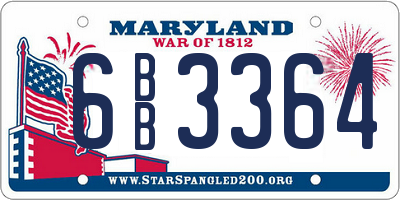 MD license plate 6BB3364