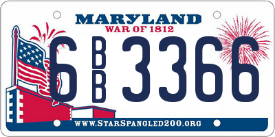 MD license plate 6BB3366