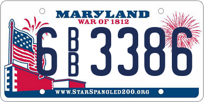 MD license plate 6BB3386