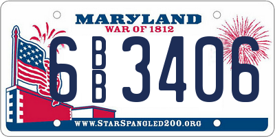MD license plate 6BB3406