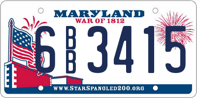 MD license plate 6BB3415