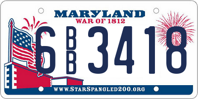 MD license plate 6BB3418
