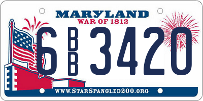 MD license plate 6BB3420