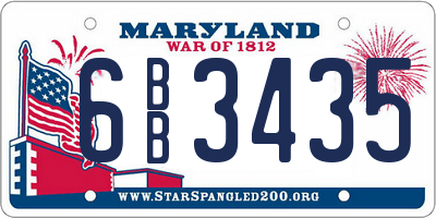 MD license plate 6BB3435