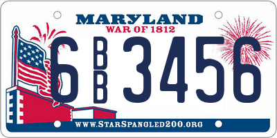 MD license plate 6BB3456