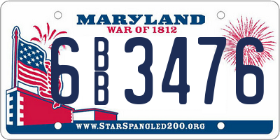 MD license plate 6BB3476