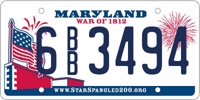 MD license plate 6BB3494