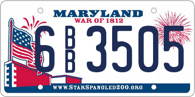 MD license plate 6BB3505