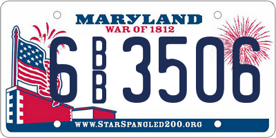 MD license plate 6BB3506