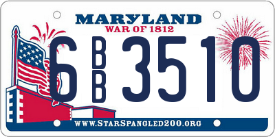 MD license plate 6BB3510