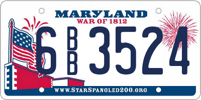 MD license plate 6BB3524