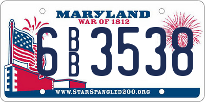 MD license plate 6BB3538