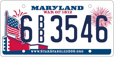 MD license plate 6BB3546