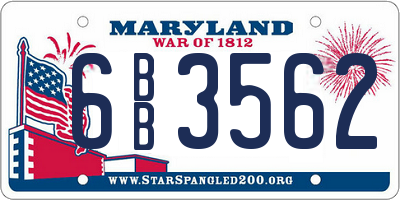 MD license plate 6BB3562
