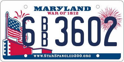 MD license plate 6BB3602