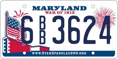 MD license plate 6BB3624