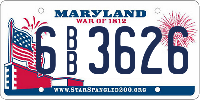MD license plate 6BB3626