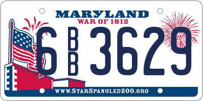 MD license plate 6BB3629