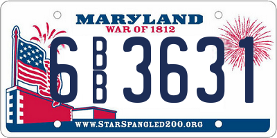 MD license plate 6BB3631