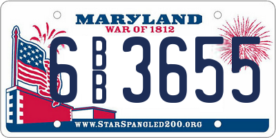 MD license plate 6BB3655