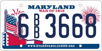 MD license plate 6BB3668