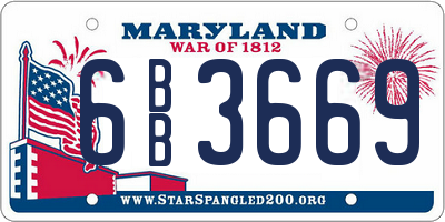 MD license plate 6BB3669