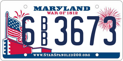 MD license plate 6BB3673