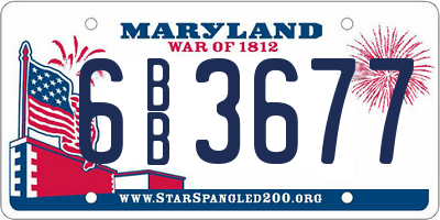 MD license plate 6BB3677
