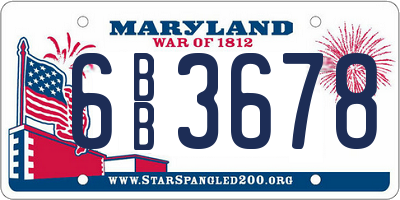 MD license plate 6BB3678