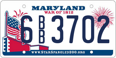 MD license plate 6BB3702