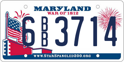 MD license plate 6BB3714