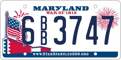 MD license plate 6BB3747