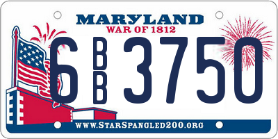 MD license plate 6BB3750