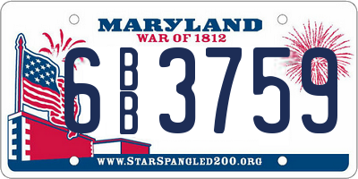 MD license plate 6BB3759