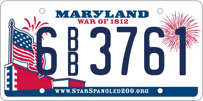 MD license plate 6BB3761