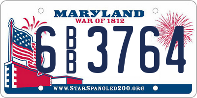 MD license plate 6BB3764