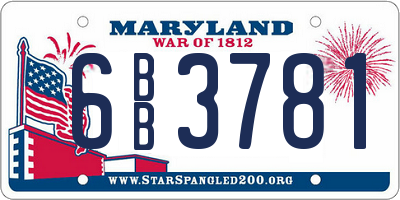 MD license plate 6BB3781