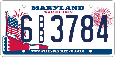 MD license plate 6BB3784