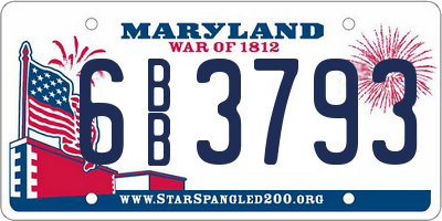 MD license plate 6BB3793