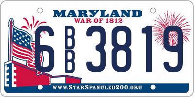 MD license plate 6BB3819