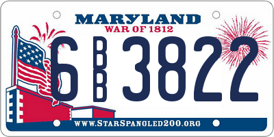 MD license plate 6BB3822