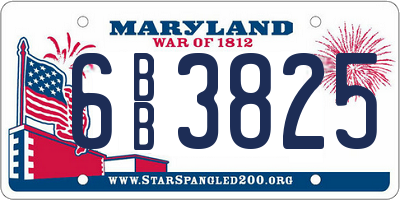 MD license plate 6BB3825