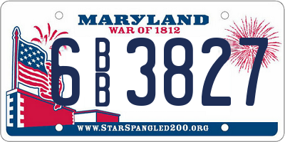 MD license plate 6BB3827