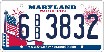 MD license plate 6BB3832