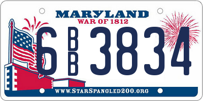 MD license plate 6BB3834