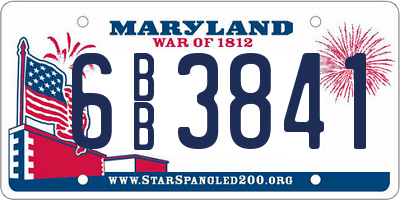MD license plate 6BB3841