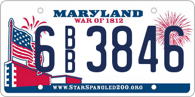 MD license plate 6BB3846
