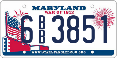 MD license plate 6BB3851