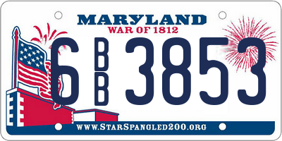 MD license plate 6BB3853